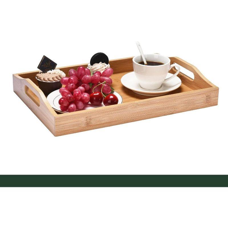 Prosumer's Choice Bamboo Serving Tray with Handles, Set of 3-Brown