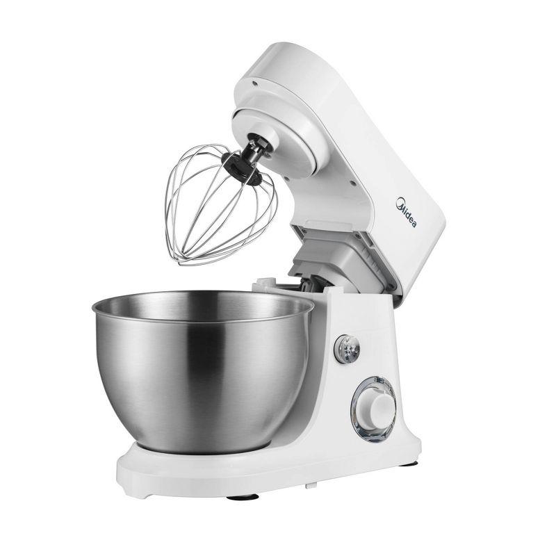 Midea 5qt 6-Speed Stand Mixer White: 300W, Tilt Back Head, 5 Quart Stainless Steel Bowl, Dishwasher-Safe Parts