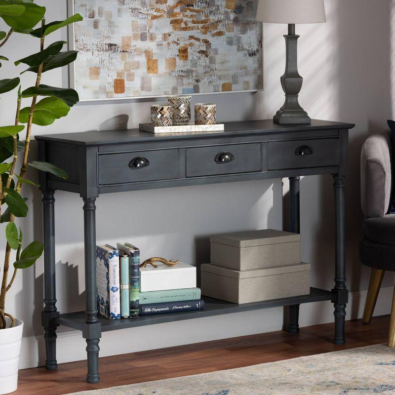 Garvey Grey Wood and Metal 3-Drawer Console Table with Storage