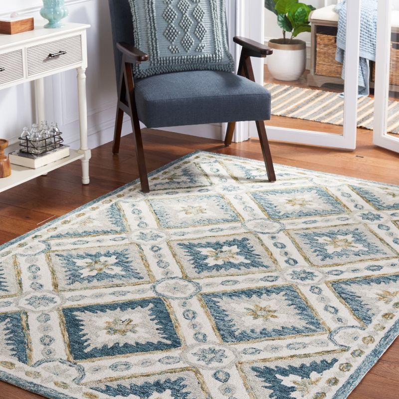 Hand Tufted Blue Wool Moroccan 4' x 6' Area Rug