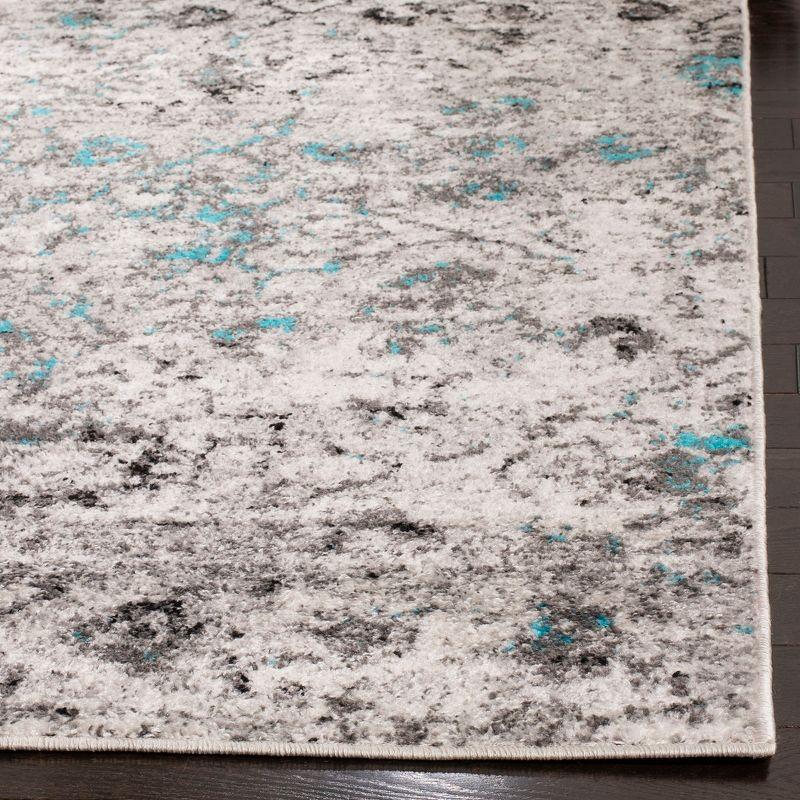 Gray and Black Square Abstract Low Pile Area Rug