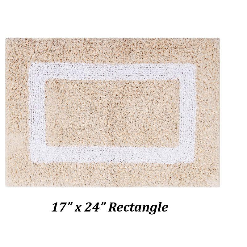 Better Trends Hotel Multi 100% Cotton Tufted Two Tone Reversible Bath Rug Set 2 PC (17" x 24" | 20" x 20") - Sand/White