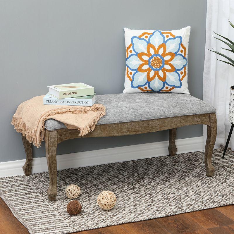 LuxenHome Upholstered Gray Linen Entryway and Bedroom Bench