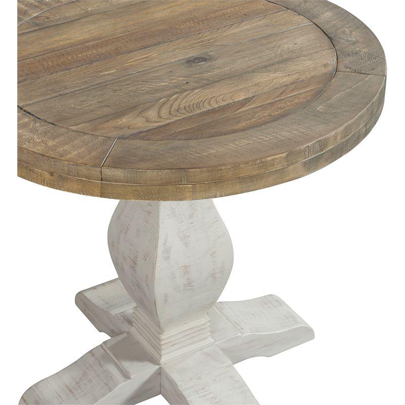 Napa Solid Wood Round End Table White Stain and Natural - Martin Svensson Home