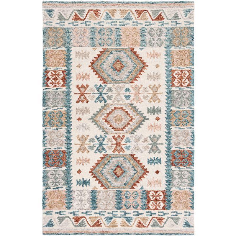 Ivory and Multicolor Hand-Tufted Wool 8' x 10' Area Rug