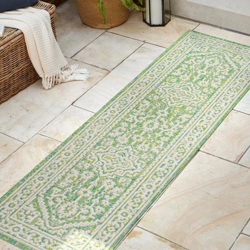 Sinjuri Medallion Textured Weave Indoor/Outdoor Area Rug - JONATHAN Y