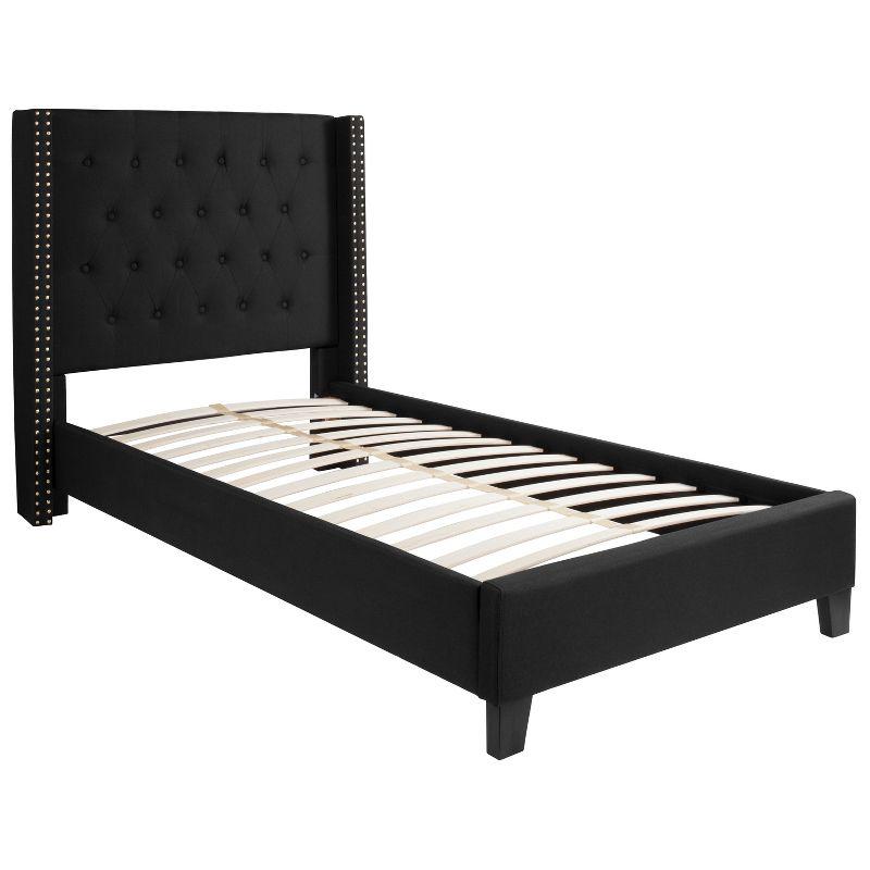 Flash Furniture Riverdale Twin Size Tufted Upholstered Platform Bed in Black Fabric