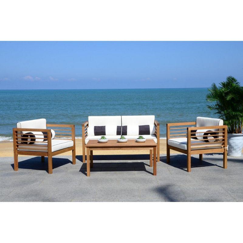 Wade Logan® Arlethe Wood 4 - Person Patio Conversation Sets with Cushions