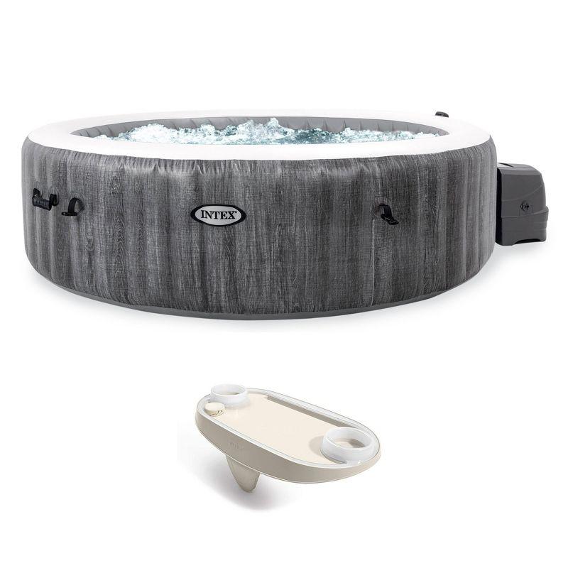 Intex PureSpa Plus 6-Person Inflatable Gray Hot Tub with LED Tray