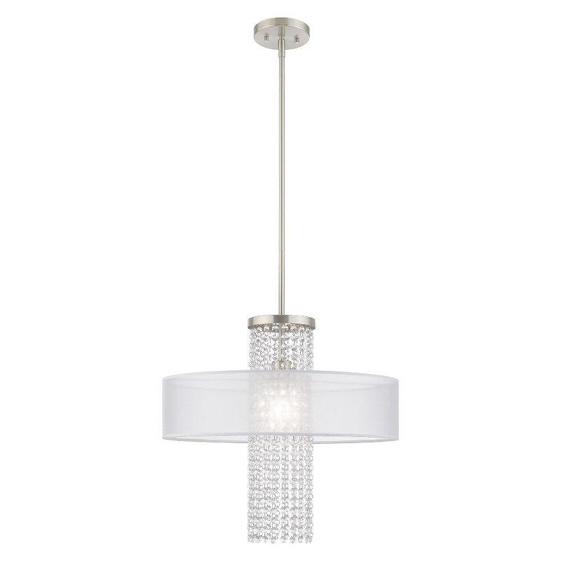 Bella Vista Brushed Nickel 1-Light Crystal Pendant Chandelier