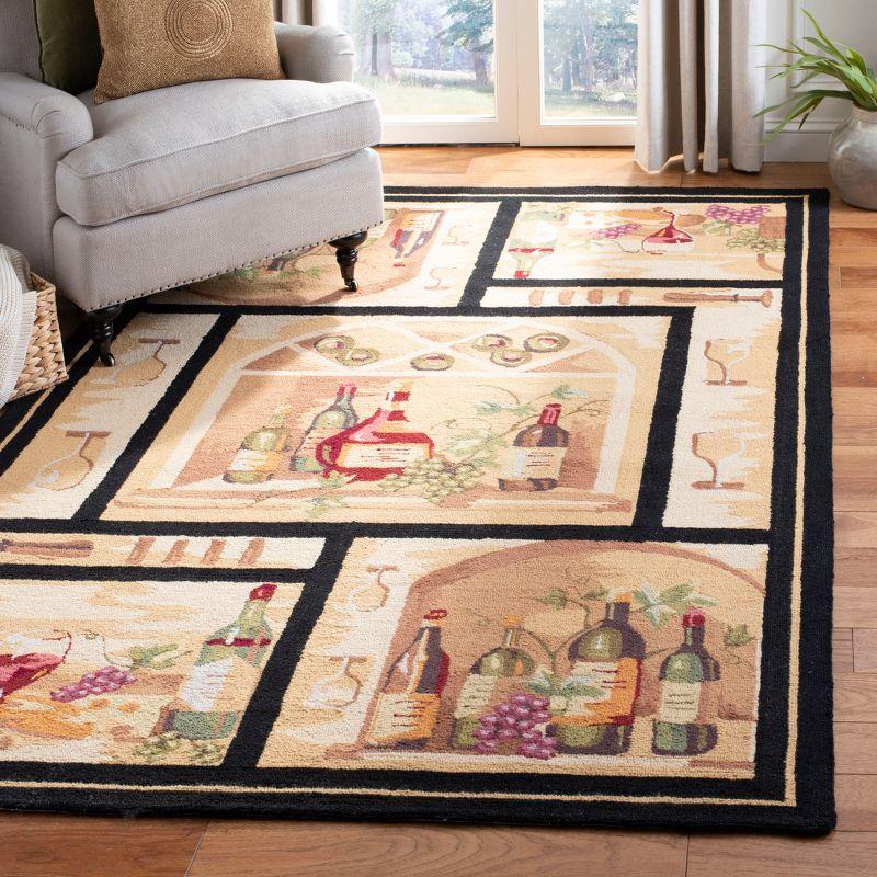 Gold and Multi 6' x 9' Hand Hooked Wool Area Rug