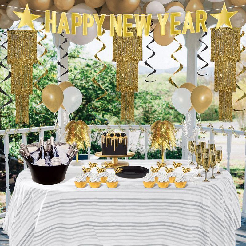 Beistle Happy New Year Streamer, Foil, 8.5" x 7', Gold (2/Pkg) Gold