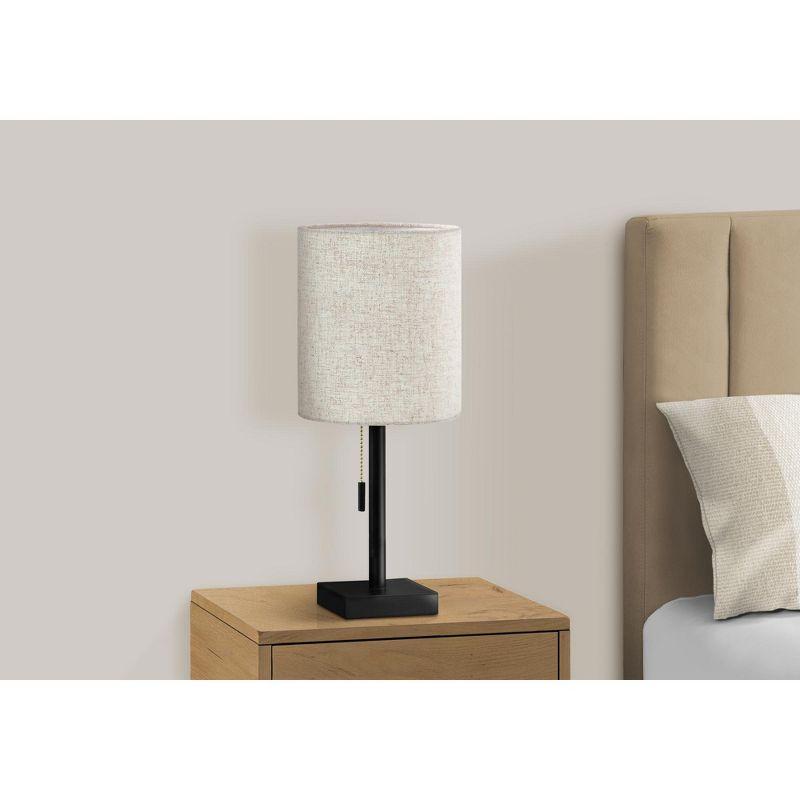 Monarch Specialties Lighting Set Of 2 17inchH Table Lamp Usb Port Included Black Metal Beige Shade Contemporary