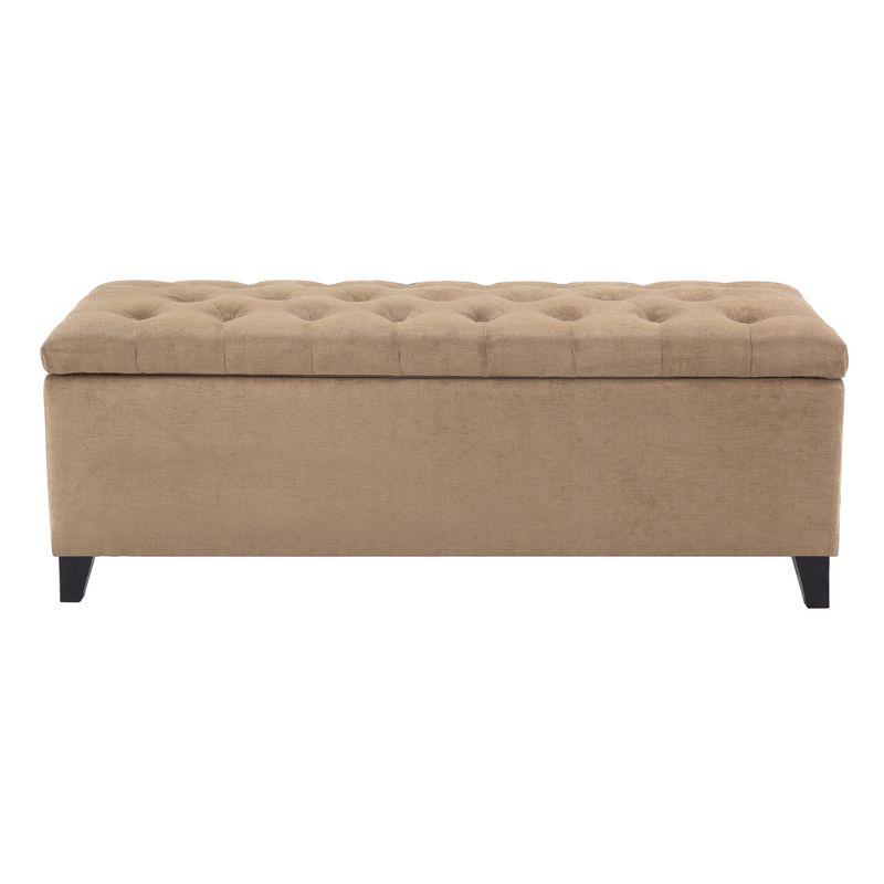 Sand Tufted Top Birch Storage Bench with Graduated Legs