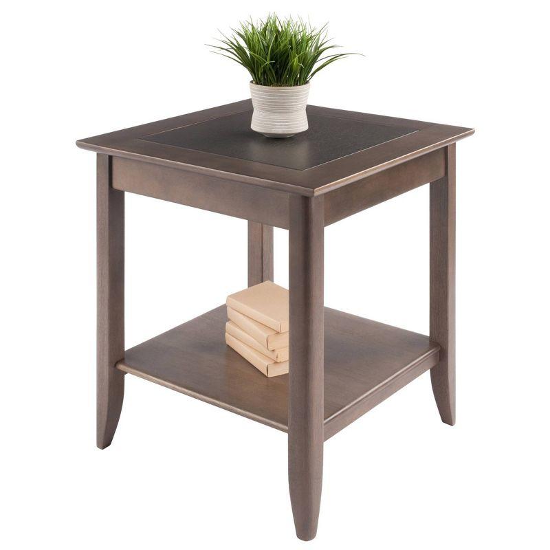 Santino End Table Oyster Gray - Winsome: Contemporary Accent Table with Lower Shelf, Wood Inlay