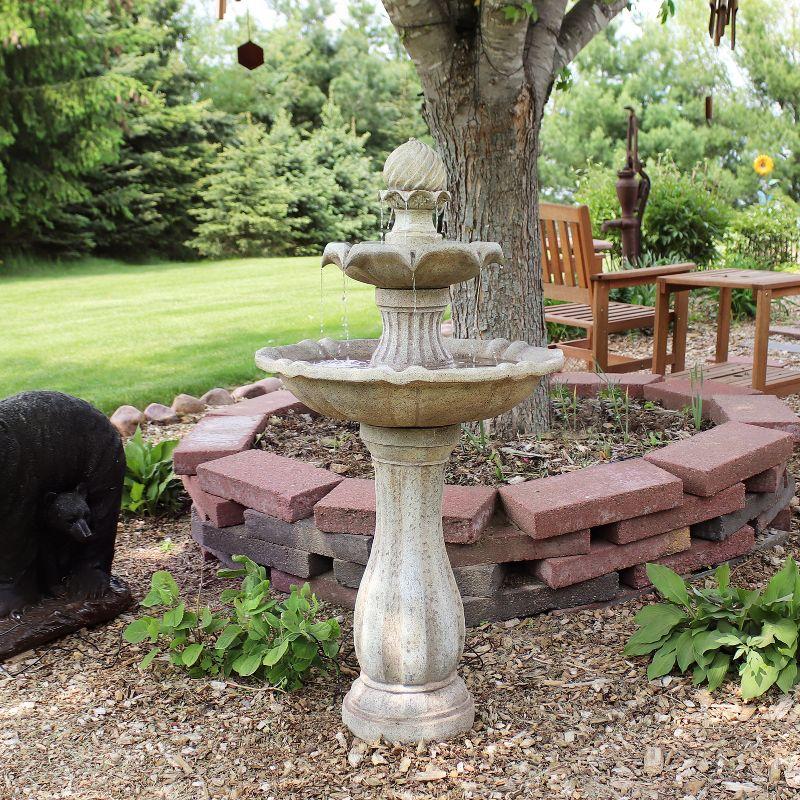 Sunnydaze Outdoor 2-Tier Pineapple Solar Powered Water Fountain with Battery Backup and Submersible Pump - 46" - Earth Finish