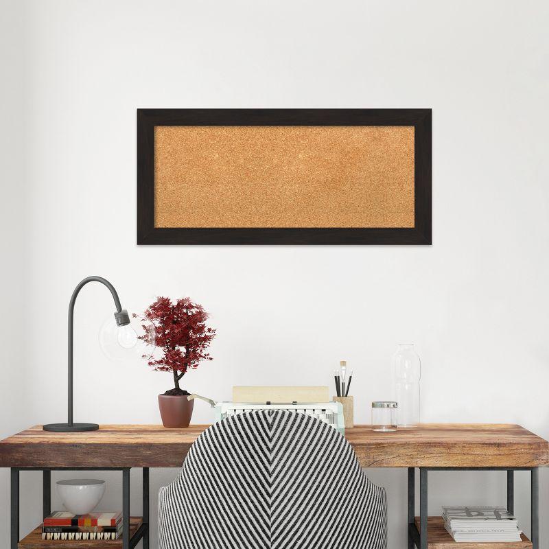 Amanti Art Furniture Espresso Narrow Framed Corkboard, Natural Cork