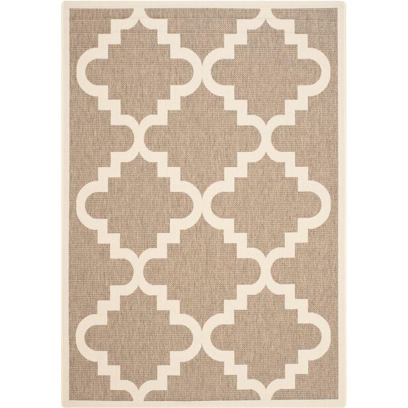 Brown and Beige Geometric Trellis Indoor/Outdoor Area Rug