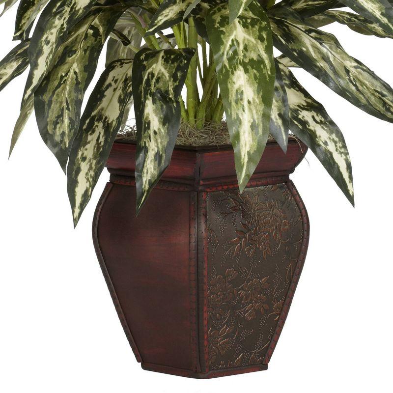 Nearly Natural 30" x 26" Artificial Aglaonema Plant in Decorative Vase: Indoor Faux Floor Plant, Styrofoam Filler, Wood Base