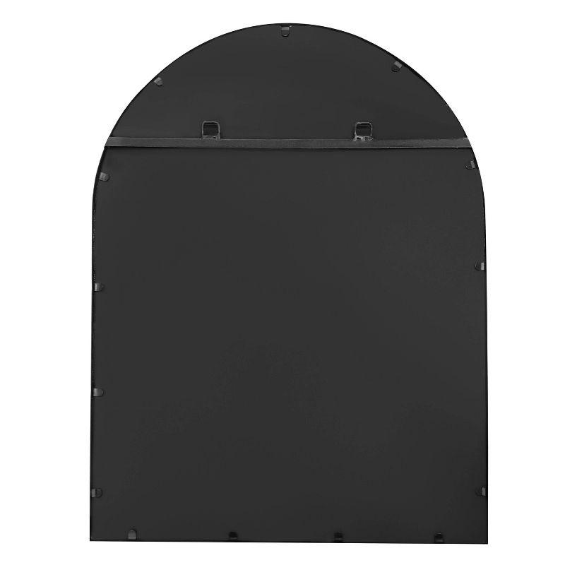 Arch Black Framed Wall Mirror with Wood Ledge