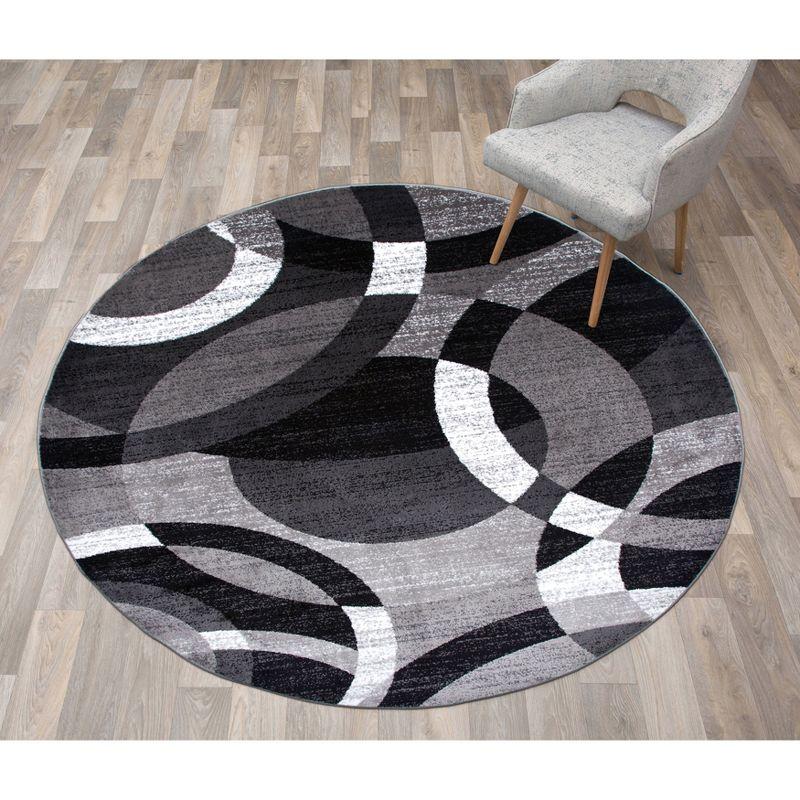 World Rug Gallery Geometric Circles Gray 6'6" Round Rug