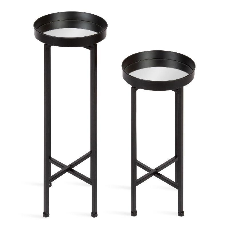 Kate and Laurel Celia Round Metal Nesting Table, 2 Piece, Black