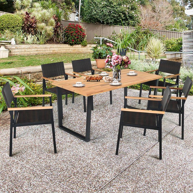 Hokku Designs Artimiza 6 - Person Acacia Patio Dining Set with Rectangular Table (Set of 7)
