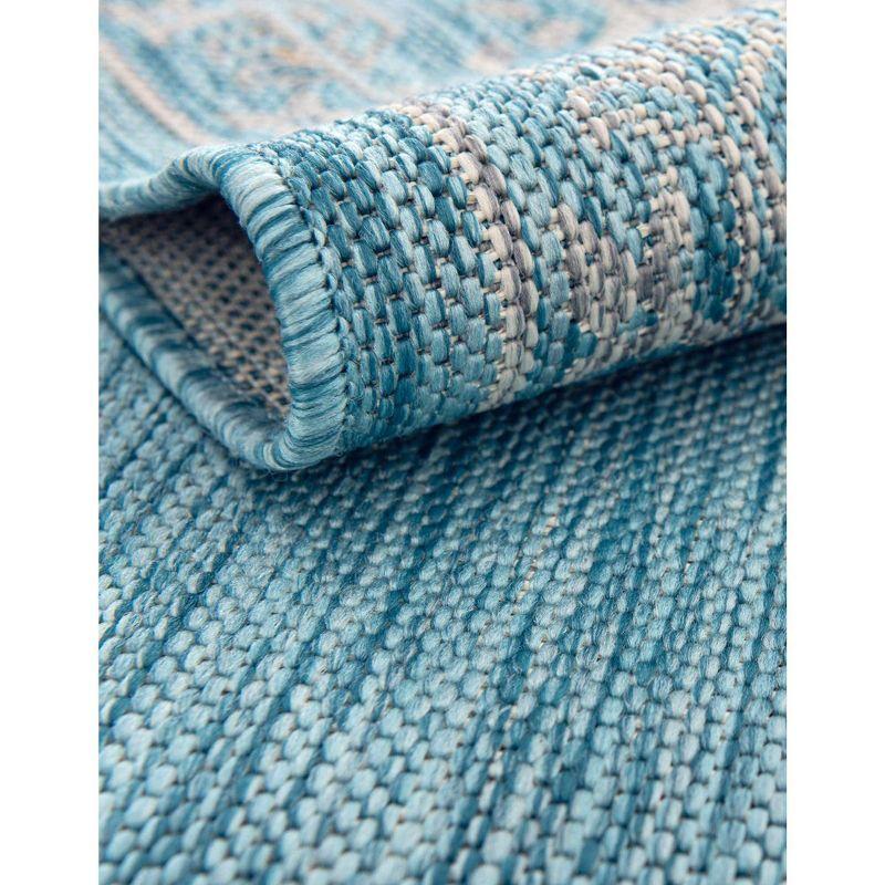 Unique Loom 5' 1 x 8' 0 Rectangle Indoor/Outdoor Traditional Light Aqua Area Rug