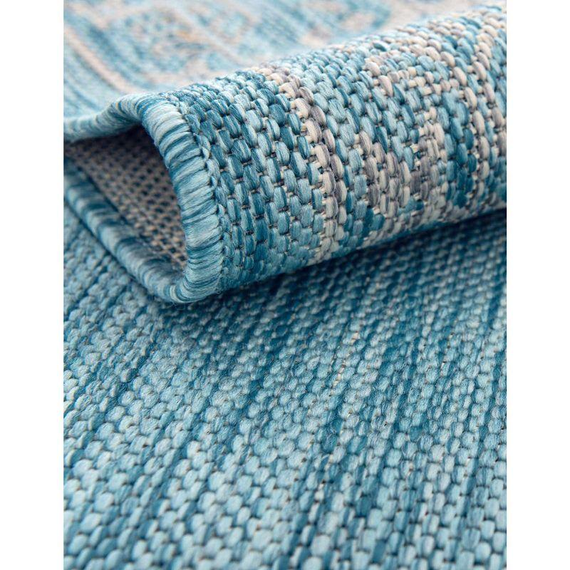 Aqua Blue Rectangular Synthetic Outdoor Area Rug