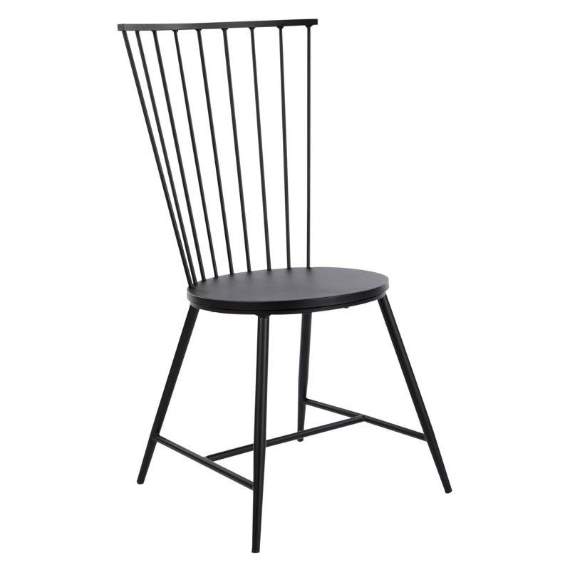 Sleek Minimalist Windsor Metal Side Chair in Black