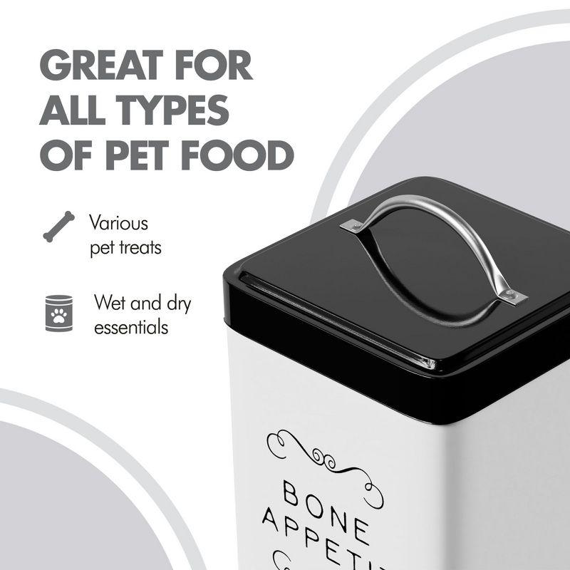 Amici Pet Sparky Bone Appetit Metal Storage Canister, 36 oz. , White & Black