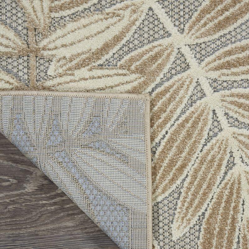 Nourison Aloha Floral Leaf Flatweave High-Low Indoor Outdoor Area Rug Natural 3'6" x 5'6"