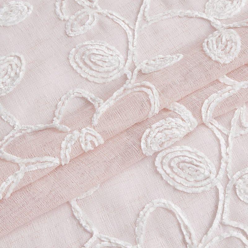 Dainty Home Rita 2-pack Linen Textured Grommet Window Panels With 3d Chenille Floral Embroidery Blush 76" W x 84" L