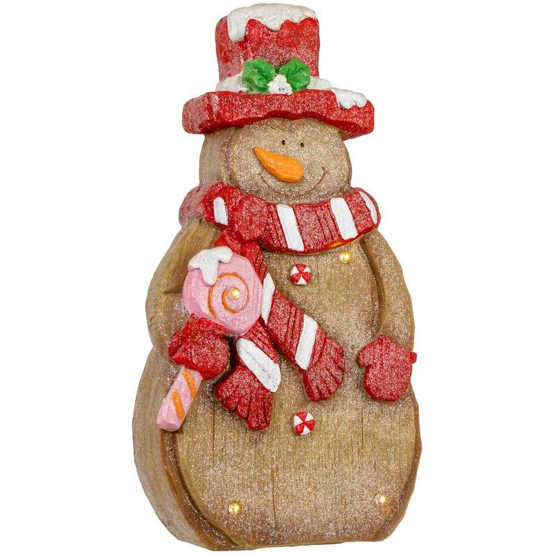 Northlight LED Lighted Gingerbread Snowman with Lollipop Christmas Figure - 15.5"