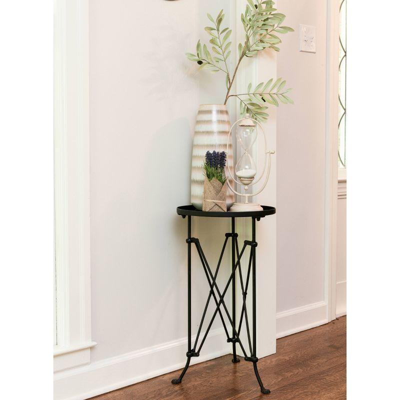 Storied Home Round Metal Side Accent Table with Claw Feet Black: Antique Drum Style, Bedside Use, Nesting Feature