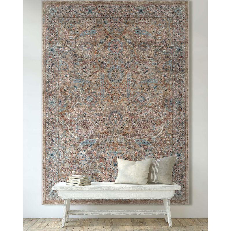 Ervin Emilia Vintage Persian Floral Blue Beige Flat-Weave Rug