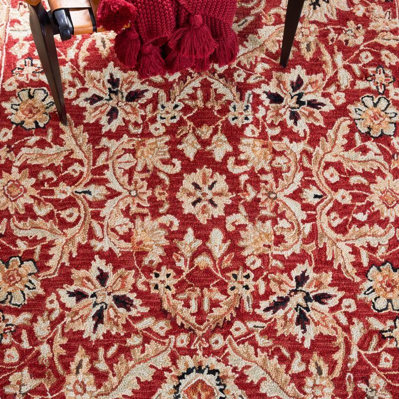 Chelsea Red and Ivory Hand-Knotted Wool Area Rug