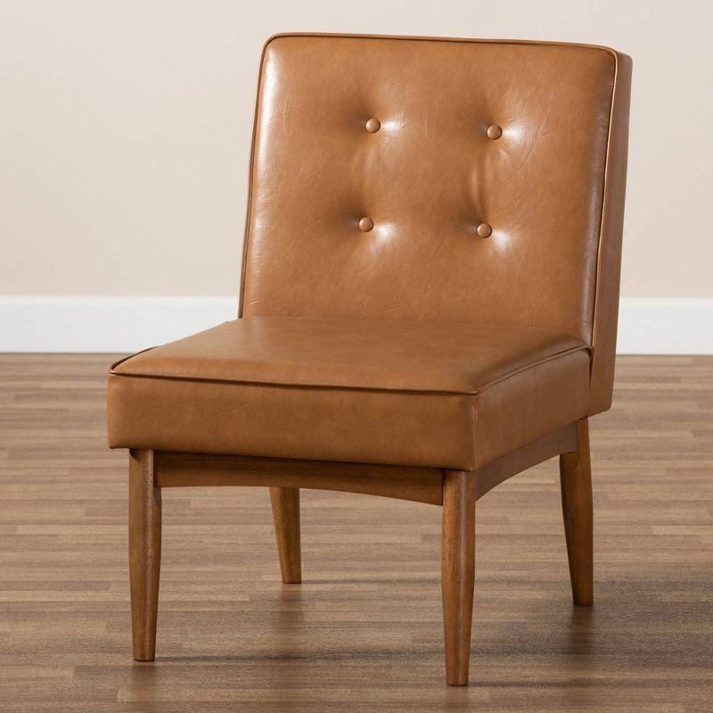 Arvid Mid-Century Faux Leather Upholstered Wood Dining Chair Walnut/Brown - Baxton Studio