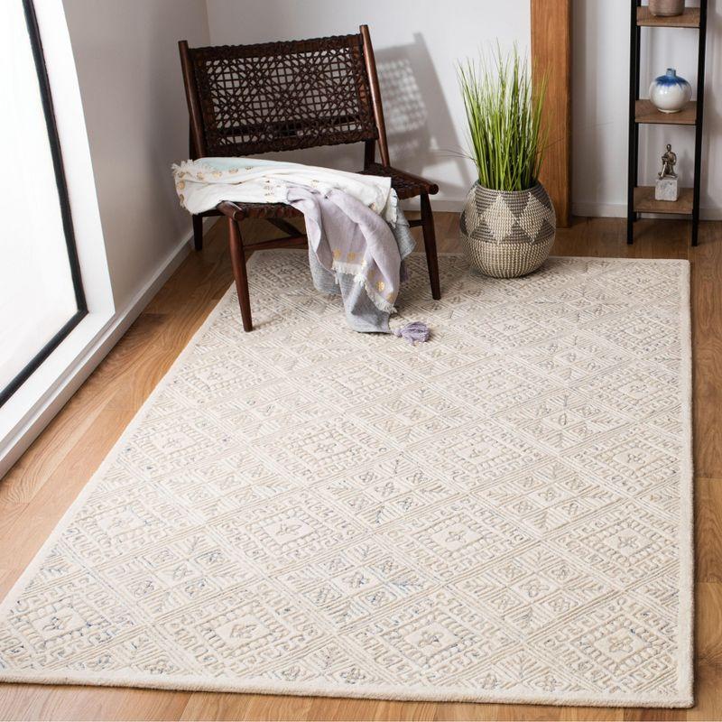 Ivory Beige Hand-Tufted Wool Area Rug 4' x 6'