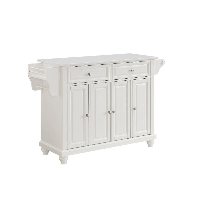 Cambridge Granite Top Full Size Kitchen Island/Cart White - Crosley: Adjustable, Storage, Spice Rack