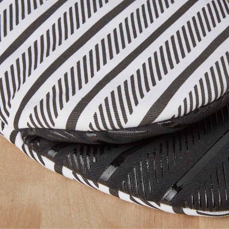 Black and White Striped Silicone Oven Mitt Set