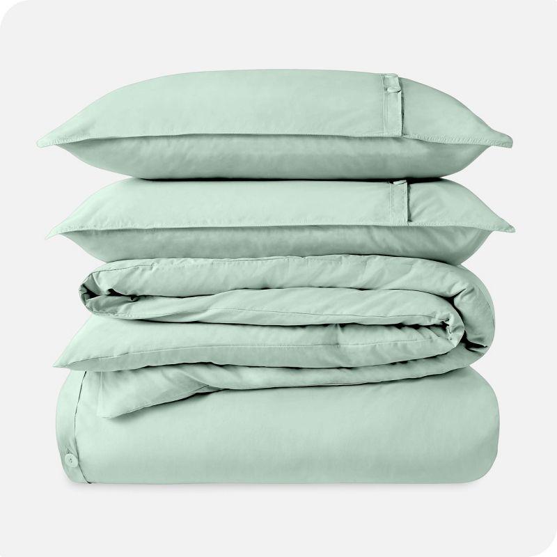 100% Organic Cotton Percale Full/Queen Duvet Cover and Sham Set Willow by Bare Home