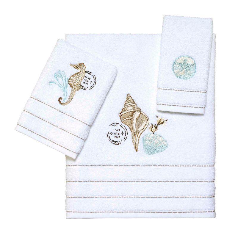 Farmhouse Shell White Cotton 3-Piece Towel Set