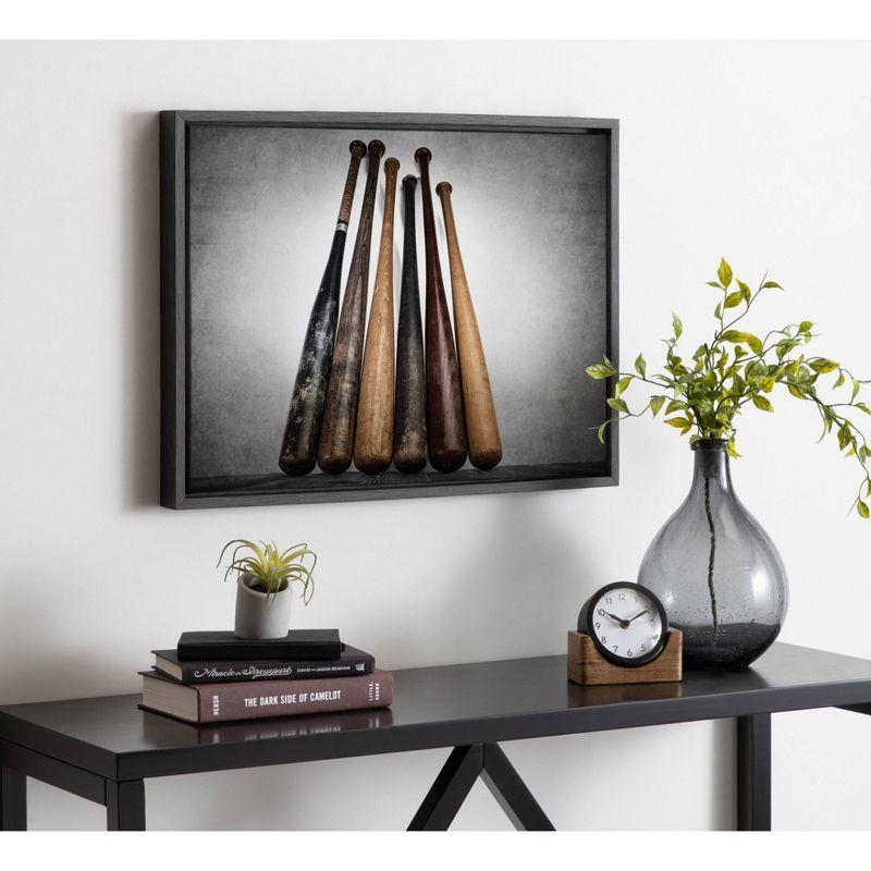 18" x 24" Sylvie Baseball Bats Framed Canvas by Shawn St. Peter - DesignOvation: Vintage Sports Wall Art