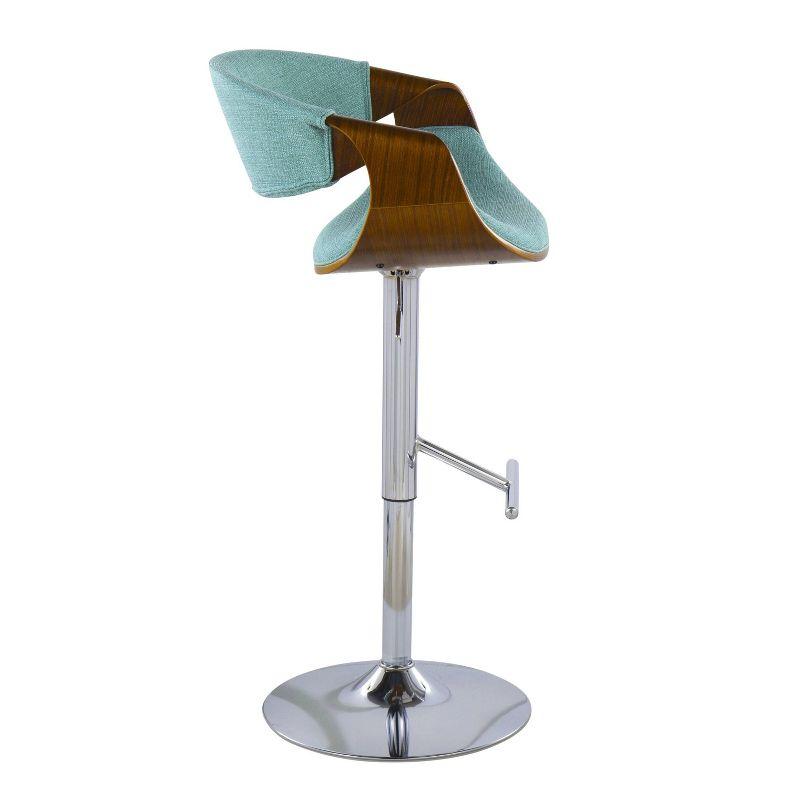 Teal Walnut Adjustable Swivel Bar Stools, Set of 2