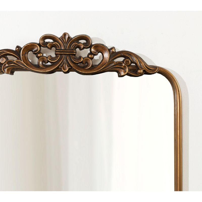 Gold Ornate Rectangular Wall Mirror with Crown Accent