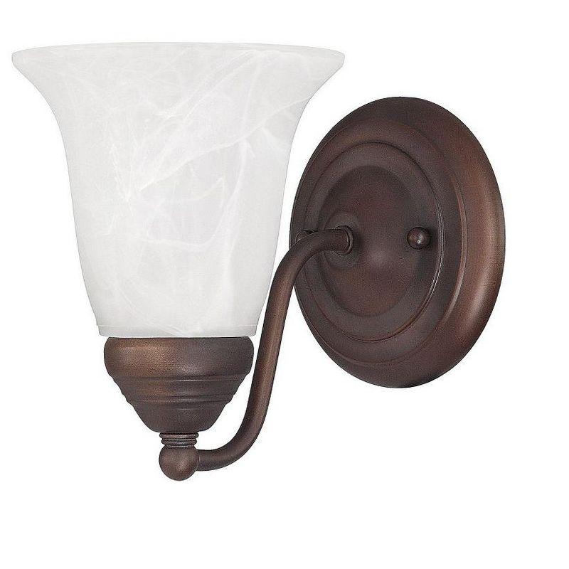 Brady Burnished Bronze Wall Sconce with Alabaster Glass