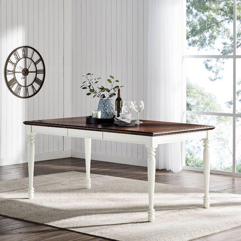 Crosley 4pc Shelby Dining Set Distressed White: Farmhouse Style, Extendable, Includes Bench & Armless Chairs