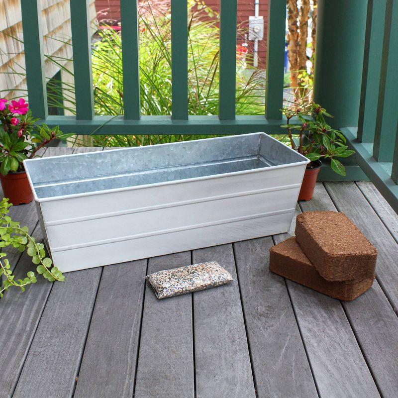 ACHLA Designs Rectangular Steel Outdoor Planter Box Light Off-White 24"x9.5"x7.5": Freestanding Garden Accessory with Drainage Holes