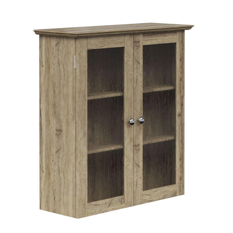 Teamson Home Connor Removable Two-Door Wall Cabinet with Adjustable Shelves, Light Oak